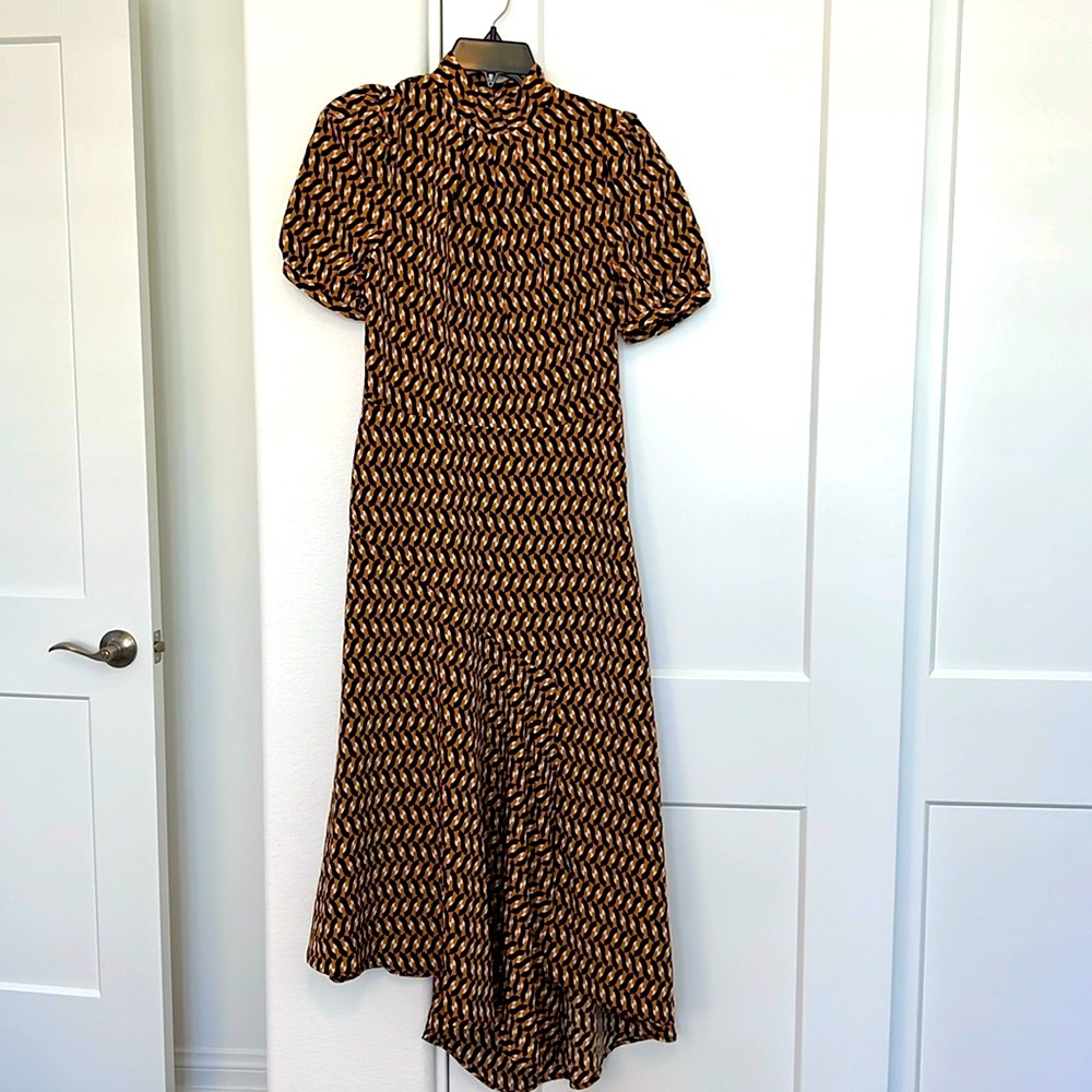 NWT Who What Wear Geometric Print Puff Sleeve Dress